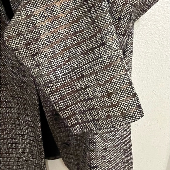 Chicos Blazer Coat Women Brn Tweed Plaid Button Band Collar Pocket Structure Sz3 - Picture 9 of 12